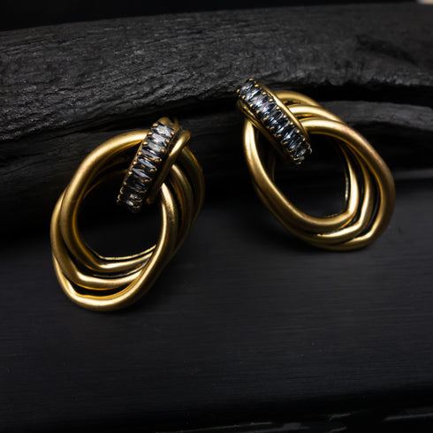 Gold-tone Door Knocker Earrings - D41-1